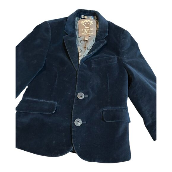 Appaman Fine Tailoring Toddler Boy Blue Velvet Blazer Sz 3T Two Button Pockets - Picture 3 of 8